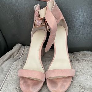 calvin klein sexy pink suede heeled sandals . size 8.5